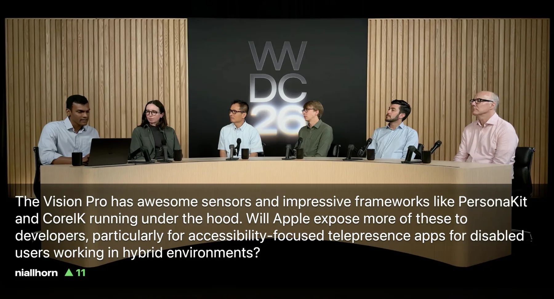 My question at the top of the upvote queue, Apple visionOS Group Lab, WWDC 2026